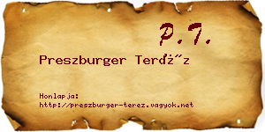 Preszburger Teréz névjegykártya